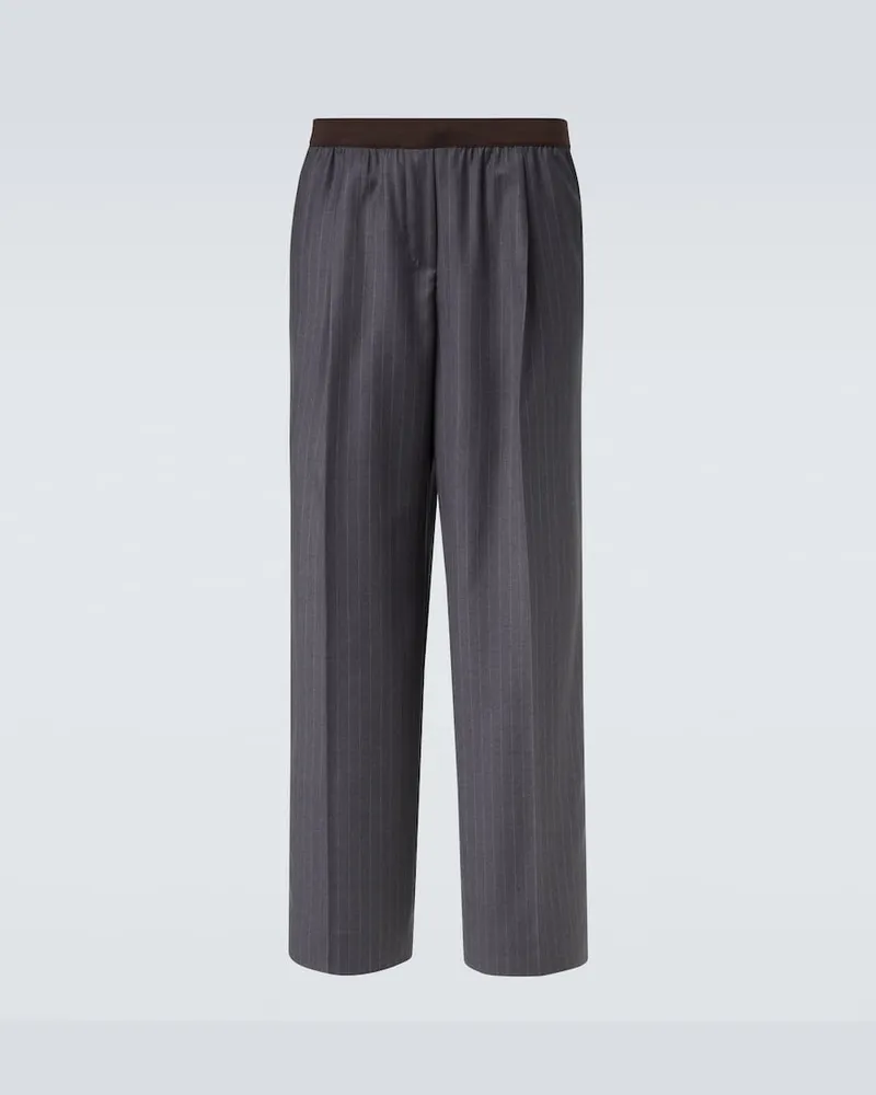 Miu Miu Gerade Hose aus Schurwolle Grau