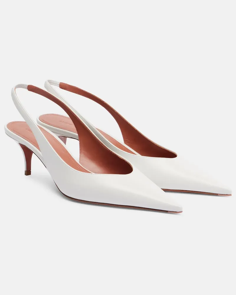 Amina Muaddi Slingback-Pumps Anok 55 aus Leder Weiß