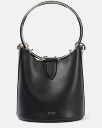 Alaïa Alaia Bucket-Bag Ring Medium aus Leder Schwarz