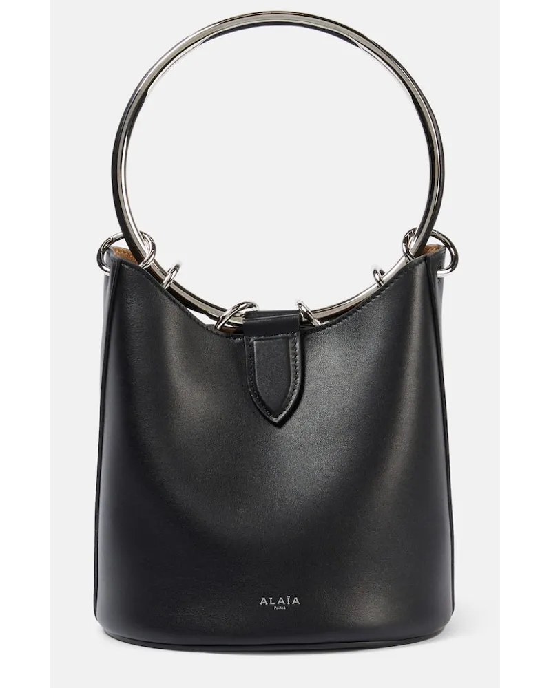 Alaïa Alaia Bucket-Bag Ring Medium aus Leder Schwarz