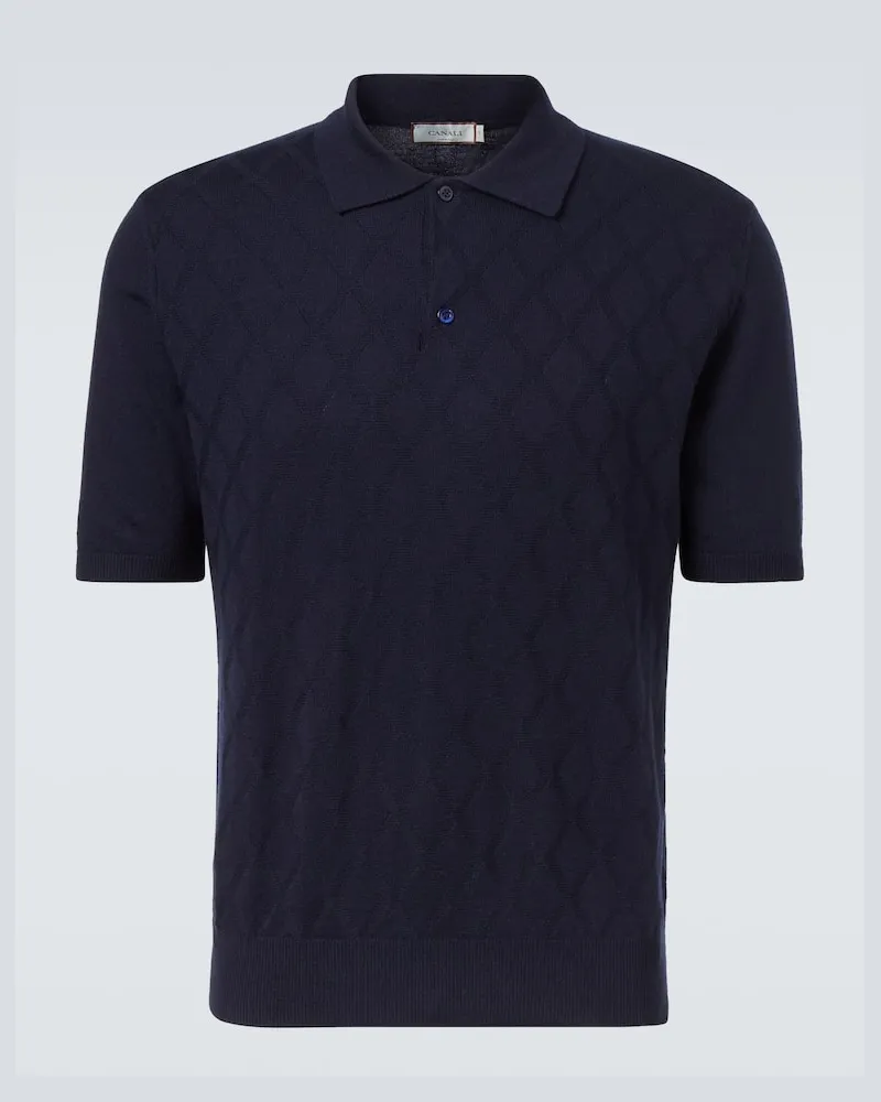 Canali Polohemd aus Wolle Blau