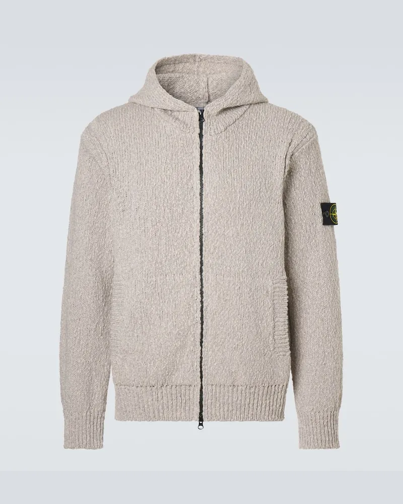 Stone Island Kapuzenjacke Compass aus Baumwolle Grau
