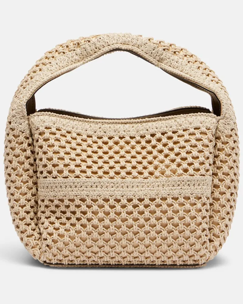 Totême Tote Bag Bucket Petite aus Häkelstrick Beige