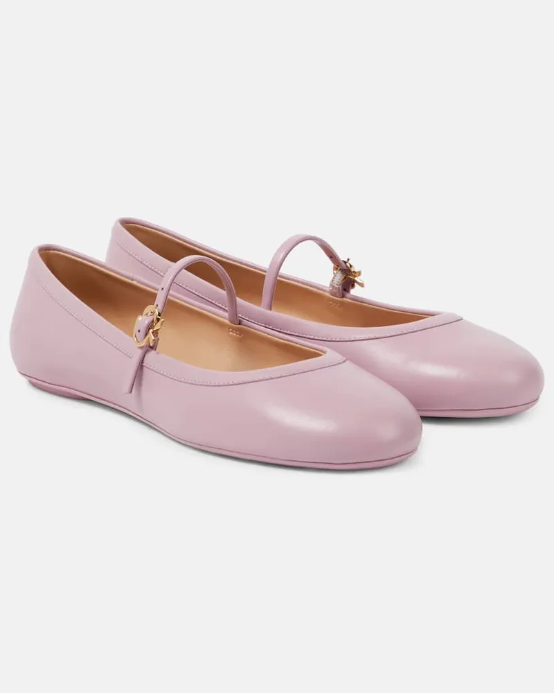 Gianvito Rossi Mary-Jane-Ballerinas Carla aus Leder Rosa