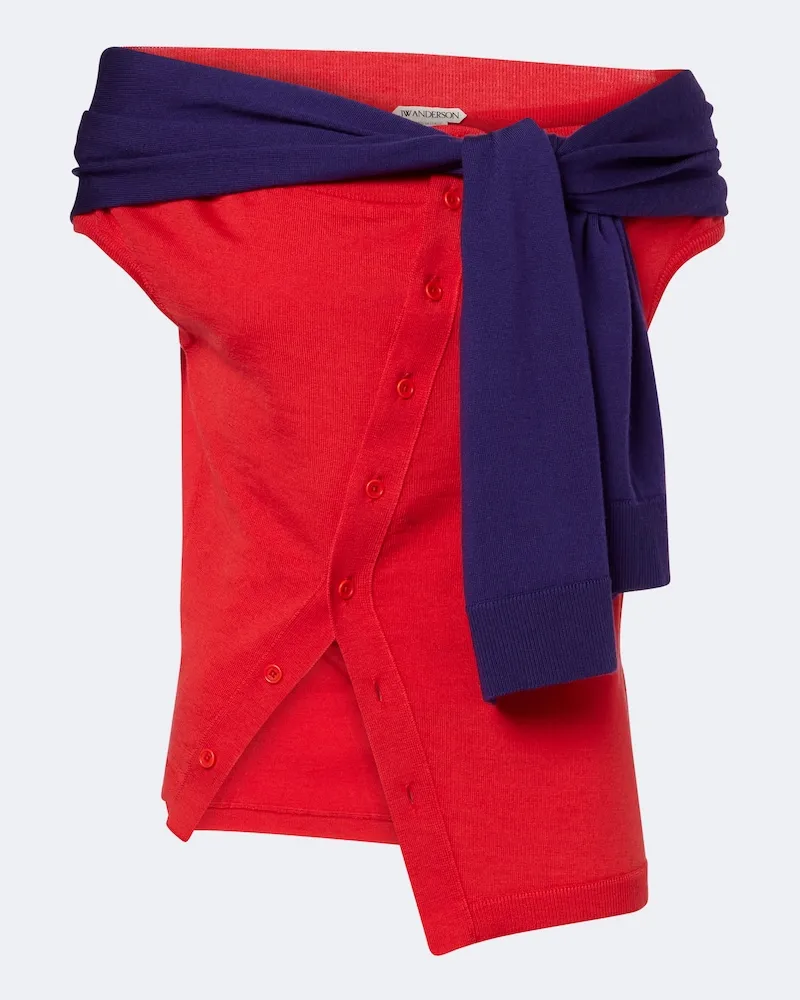 J.W.Anderson Off-Shoulder Pullover aus Wolle Rot