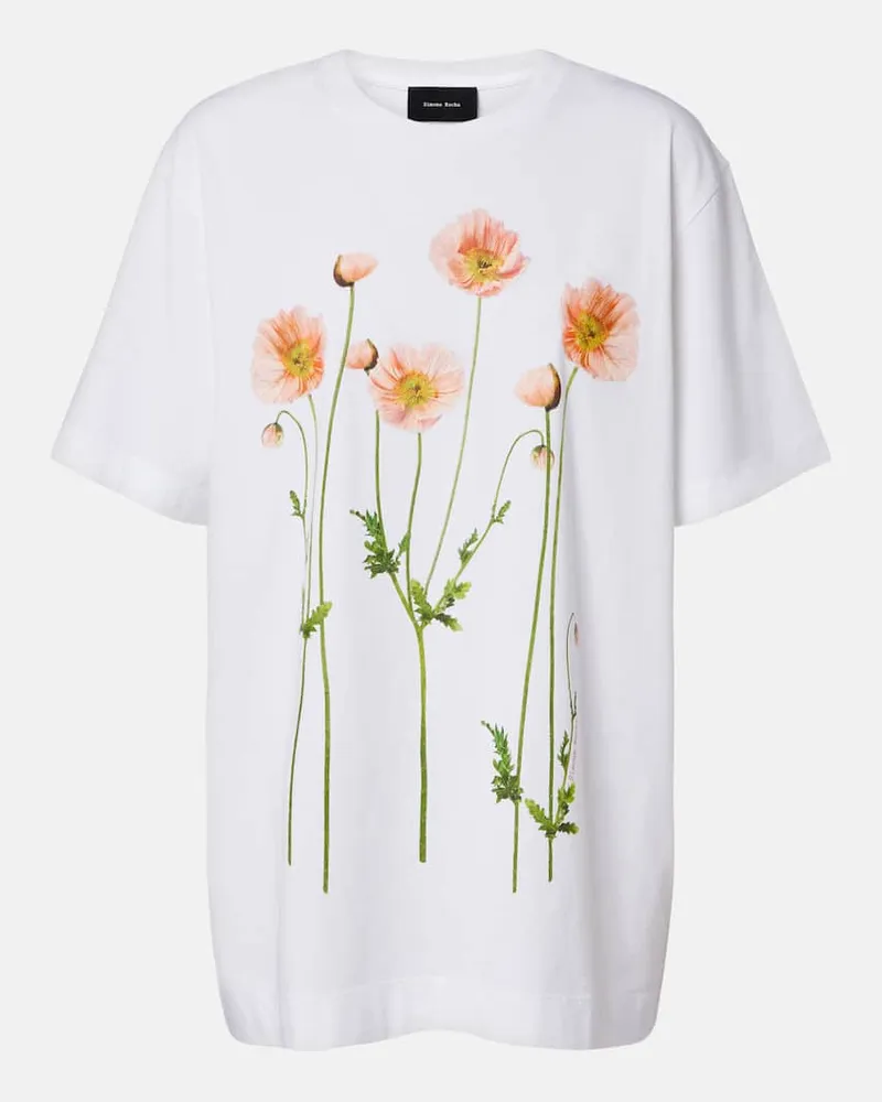 Simone Rocha Bedrucktes T-Shirt aus Baumwoll-Jersey Weiß