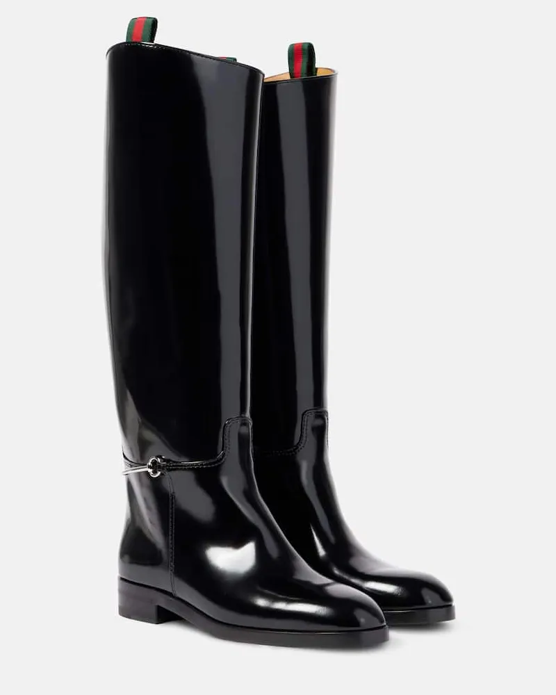 Gucci Stiefel Horsebit aus Leder Schwarz