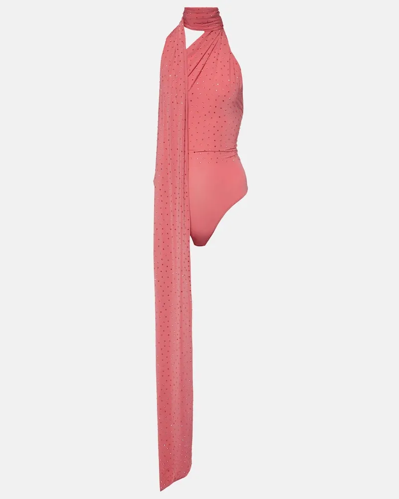 Alex Perry Verzierter Body aus Jersey Grün