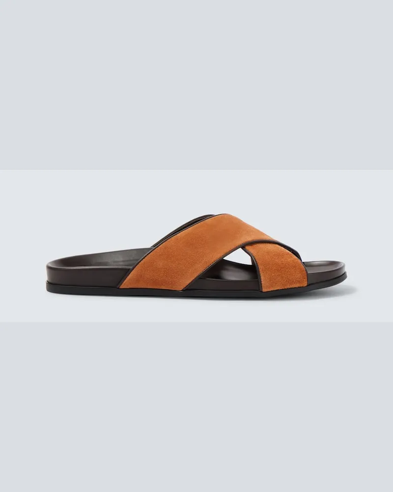 Manolo Blahnik Sandalen Chiltern aus Veloursleder Orange