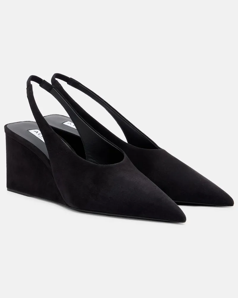 Alaïa Alaïa Wedges Cube 75 aus Veloursleder Schwarz