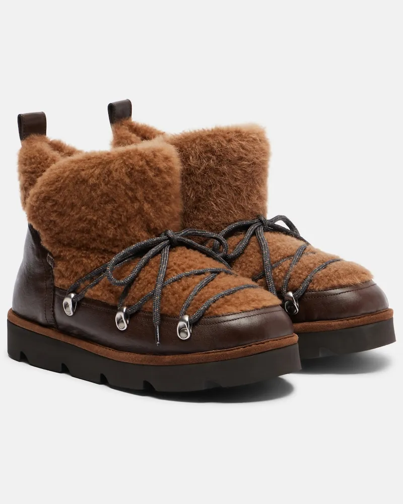 Brunello Cucinelli Stiefel Monili aus Leder und Shearling Braun