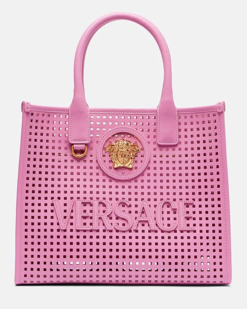 Versace Tote Bag La Medusa Small aus Leder Rosa