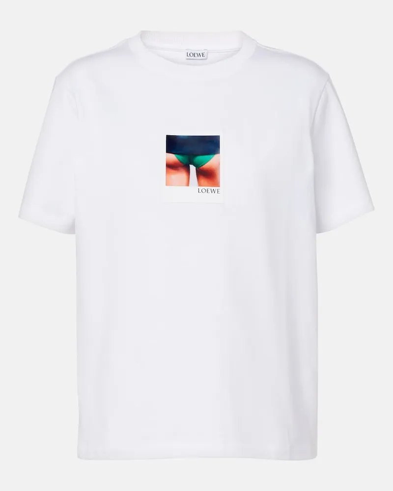 Loewe Bedrucktes T-Shirt aus Baumwoll-Jersey Weiß