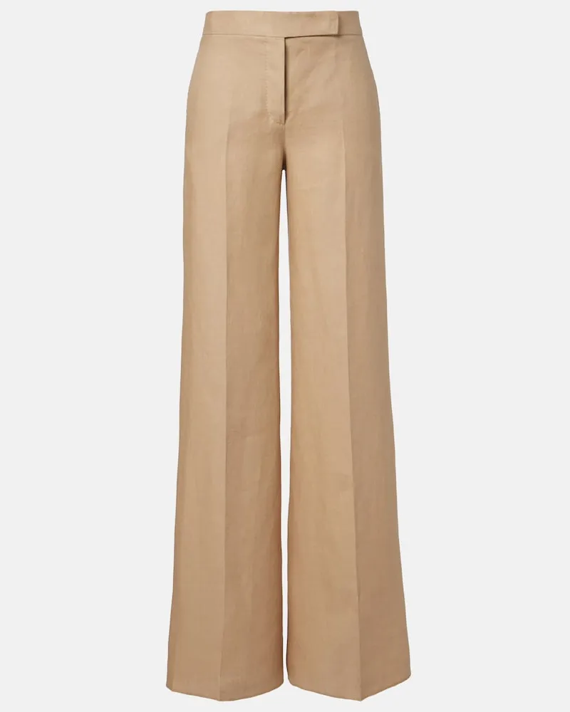 Max Mara Weite Hose Big aus Leinen Beige