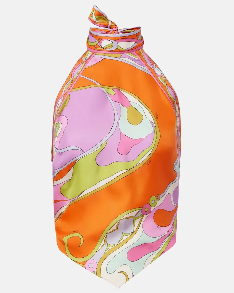 Emilio Pucci Top Orchidee aus Seiden-Twill Multicolor