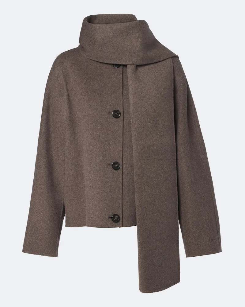Max Mara Jacke aus Schurwolle mit Schal-Detail Braun