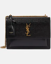 Saint Laurent Schultertasche Sunset Medium aus Leder Schwarz