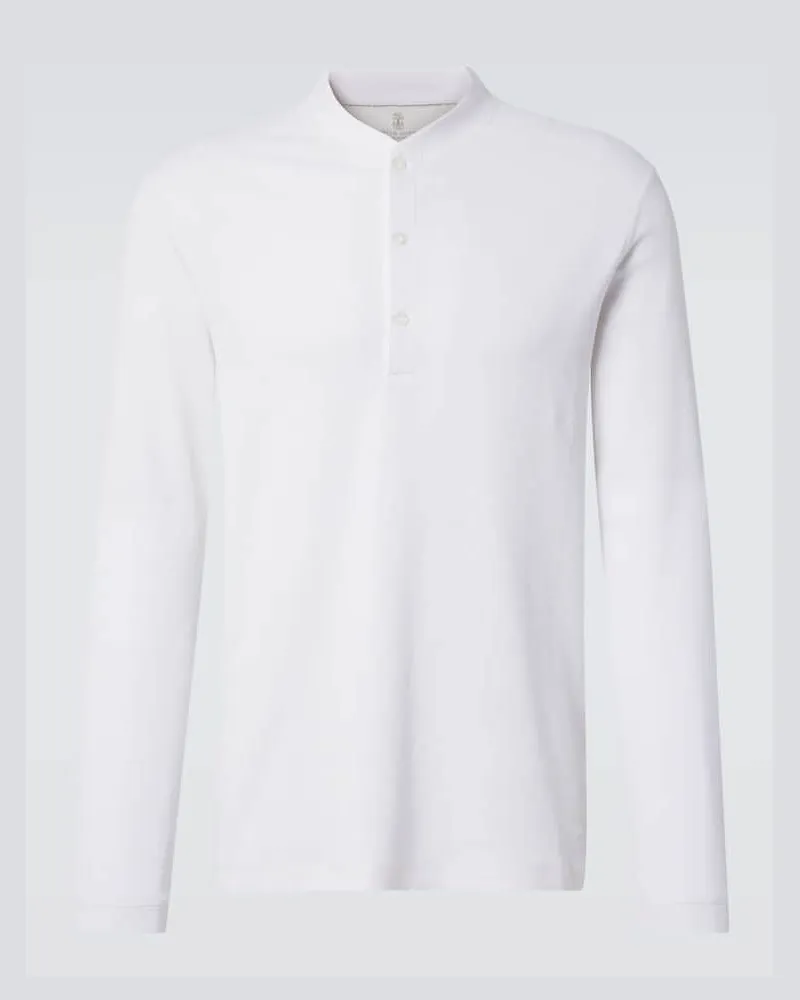 Brunello Cucinelli Henley-Top aus Baumwolle und Seide Weiã