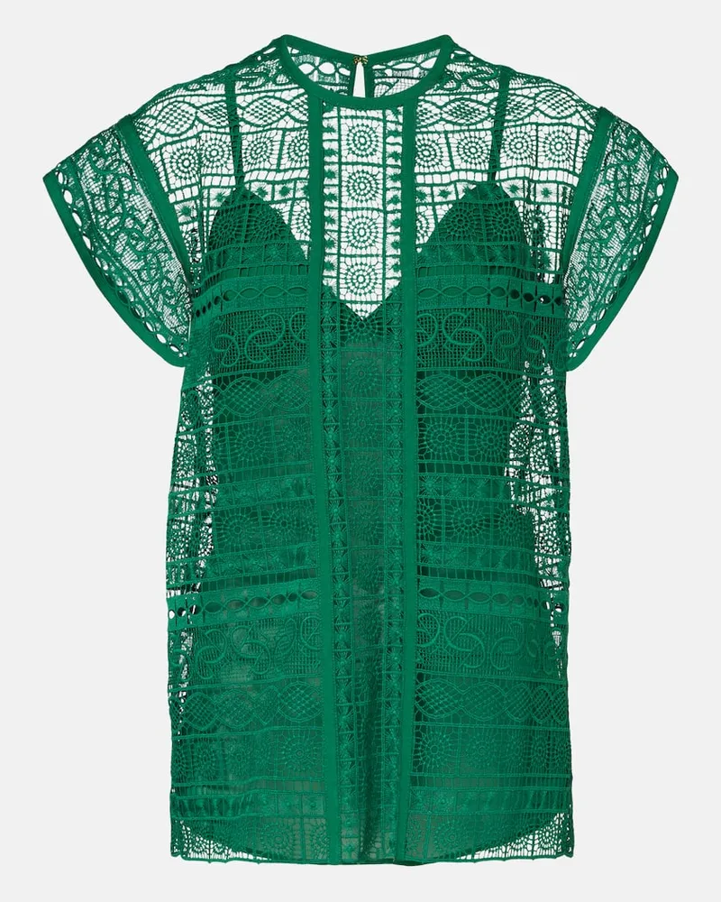 Elie Saab Top aus Makramee Grã¼n