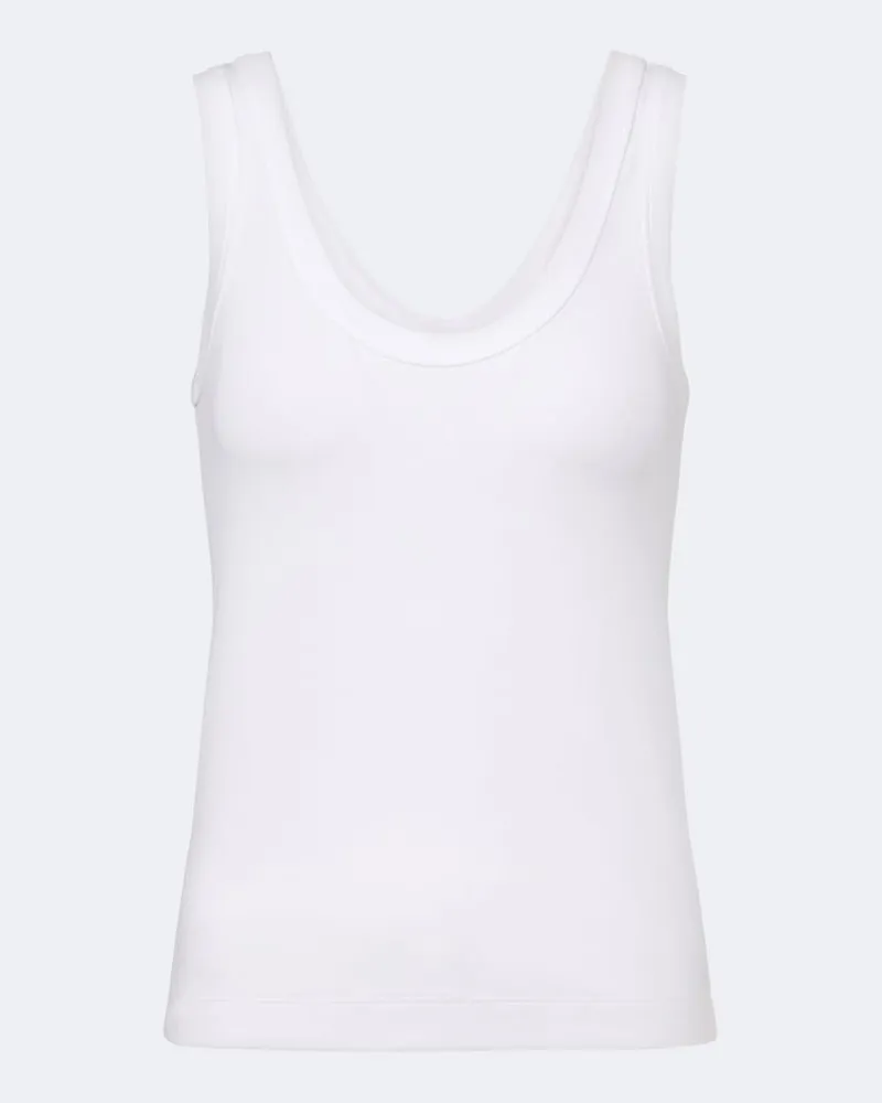 Brunello Cucinelli Top Monili aus Rippstrick Weiß