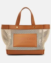 Tom Ford Tote T Screw Small mit Leder Beige