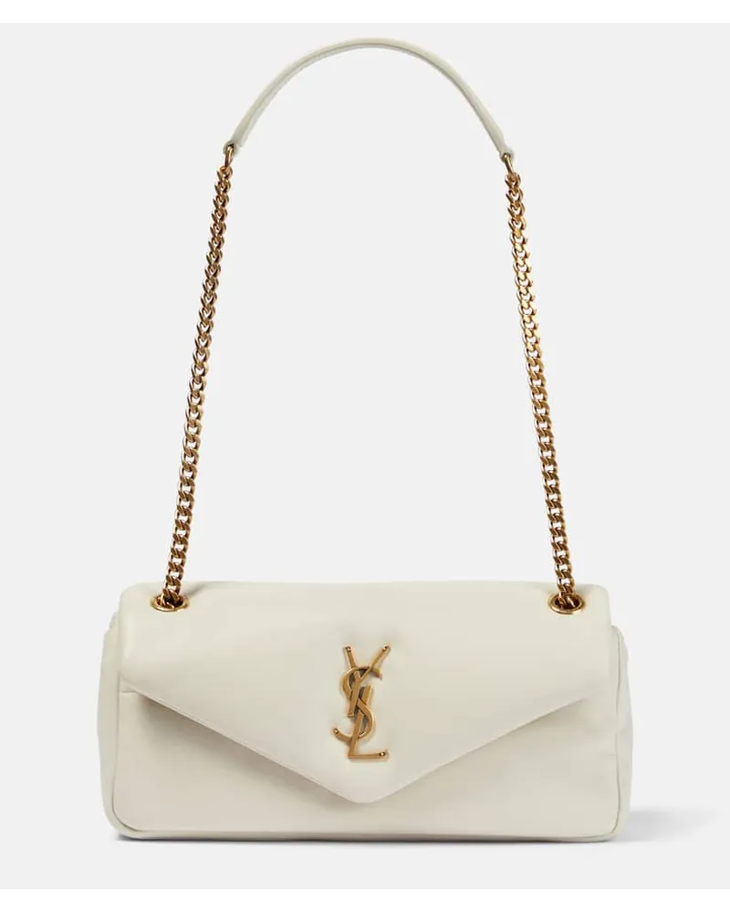 Saint Laurent Schultertasche Calypso aus Leder Weiss