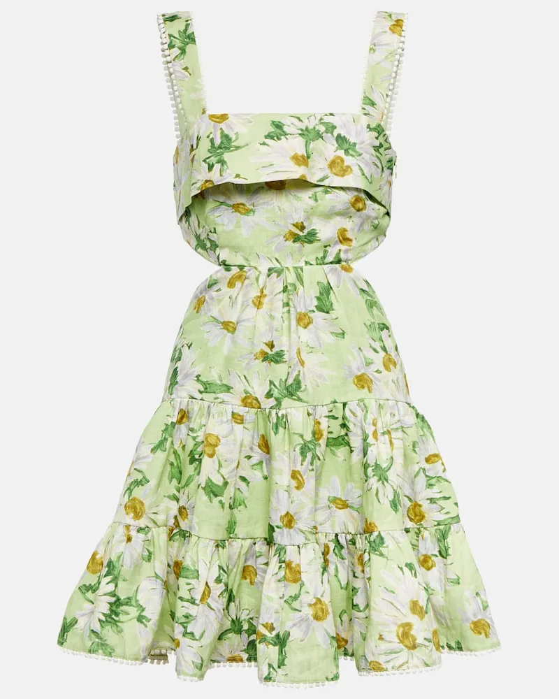 ALEMAIS Alémais Bedrucktes Minikleid Astra aus Leinen Grün