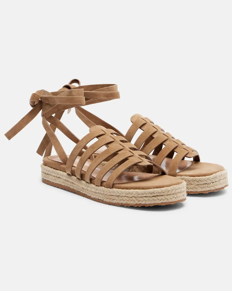 Gianvito Rossi Espadrille-Sandalen aus Veloursleder Braun