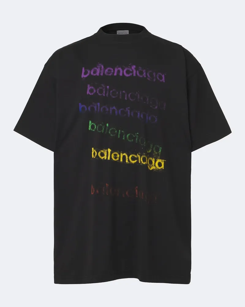 Balenciaga T-Shirt aus Baumwoll-Jersey Schwarz