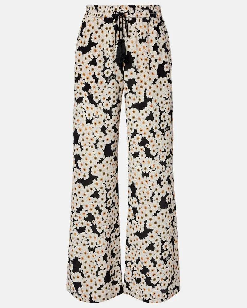 Valentino Garavani Weite High-Rise-Hose aus Seide Schwarz