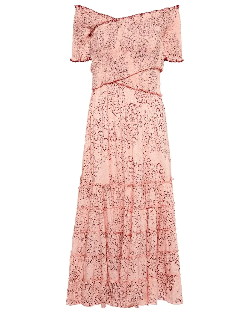 Poupette St Barth Bedrucktes Midikleid Soledad Pink