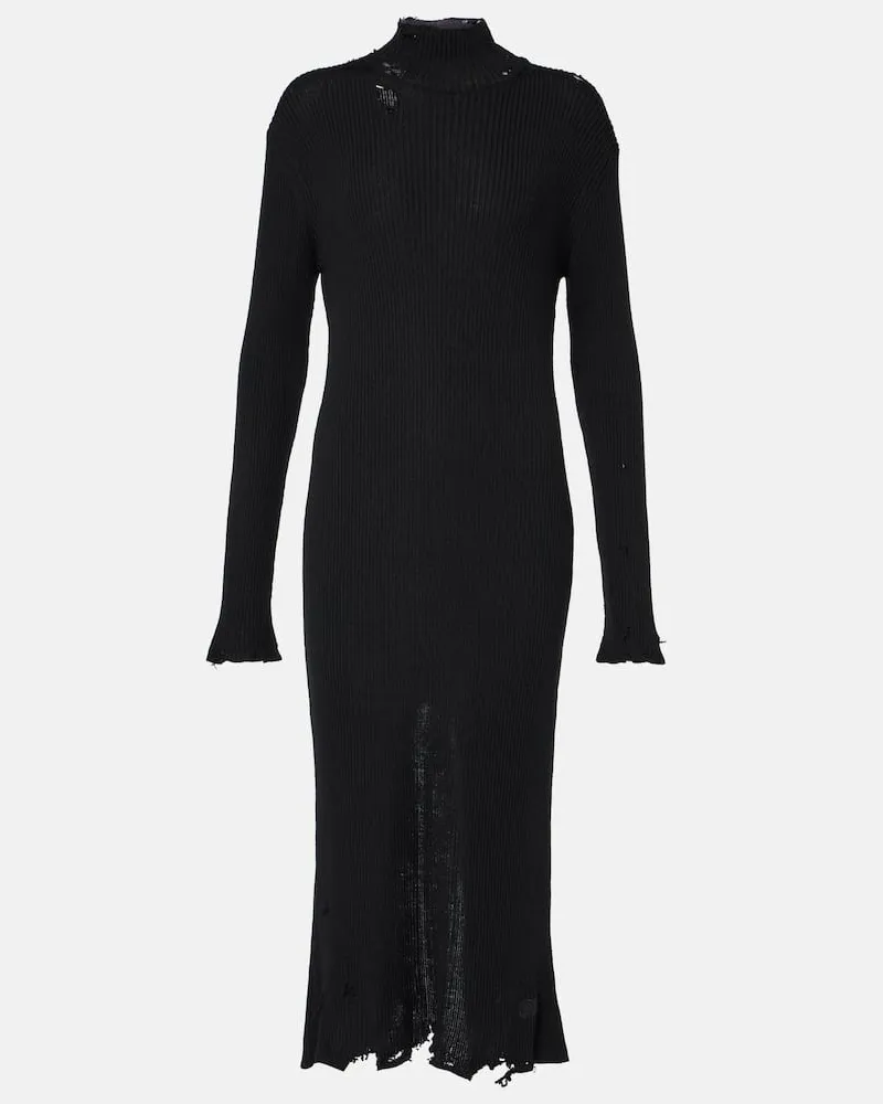 Balenciaga Midikleid aus einem Wollgemisch Schwarz