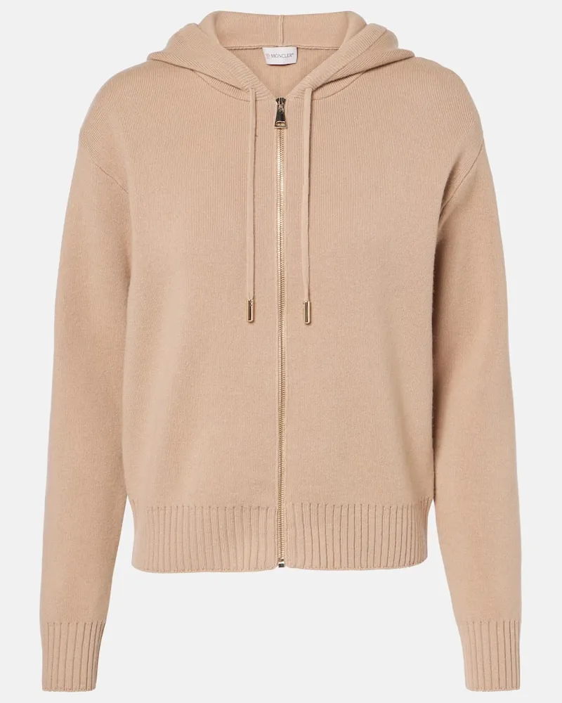 Moncler Kapuzenjacke aus Wolle und Kaschmir Schwarz