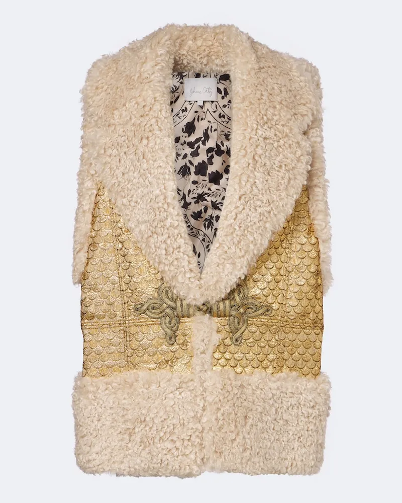 Johanna Ortiz Weste aus Jacquard mit Lurex Gold
