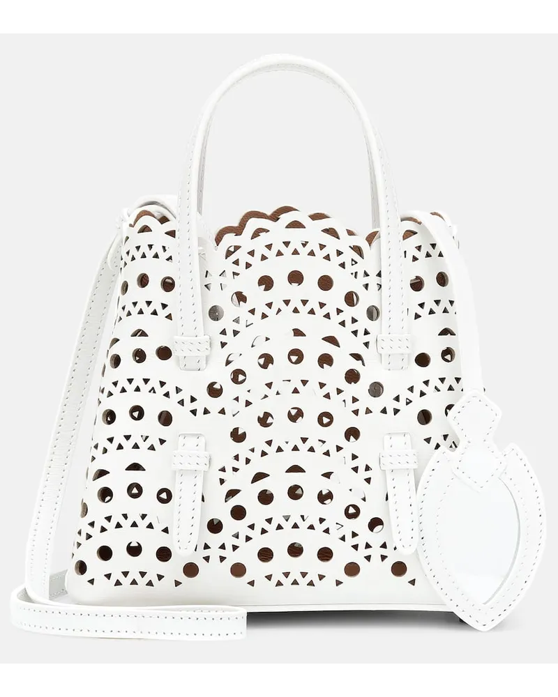 Alaïa Alaia Tote Le Mina 16 Vienne Wave Micro aus Leder Weiss