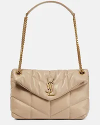 Saint Laurent Schultertasche Puffer Small aus Leder Beige