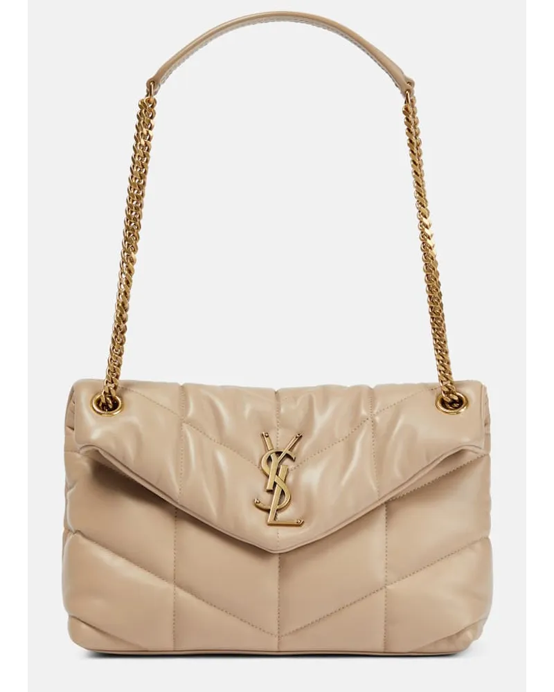 Saint Laurent Schultertasche Puffer Small aus Leder Beige