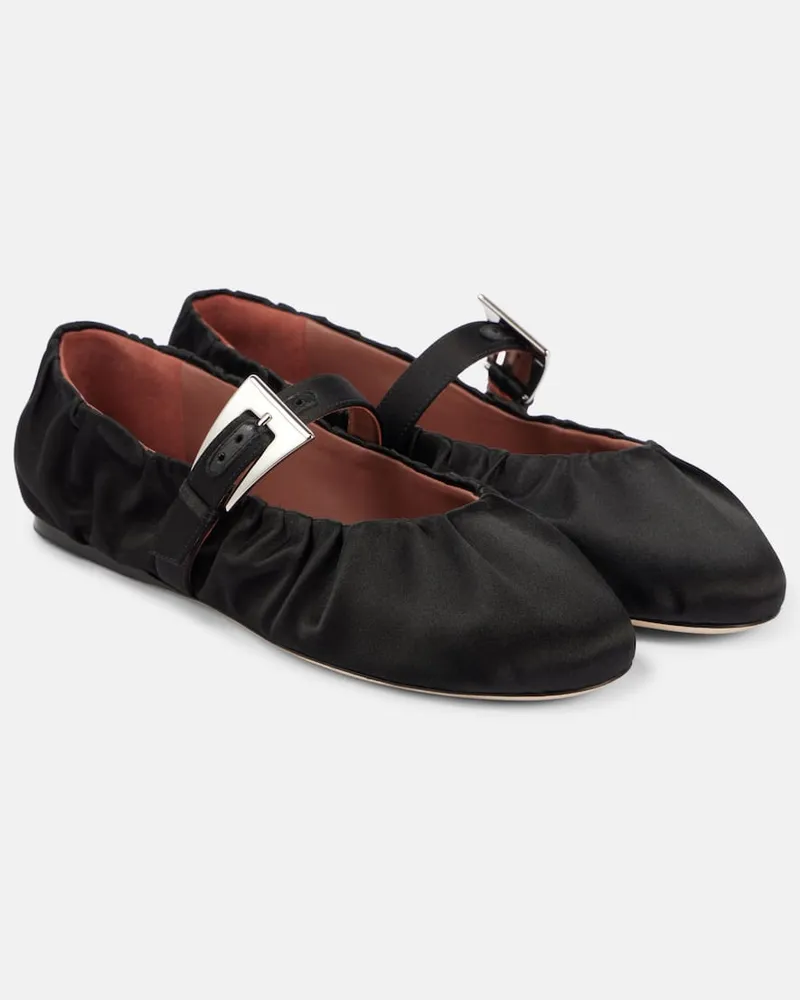 Paris Texas Ballerinas Sveva aus Satin Schwarz