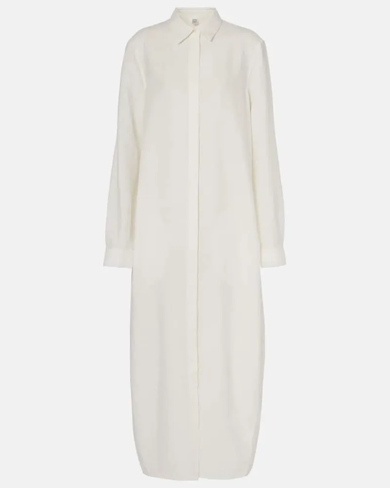 Totême Hemdblusenkleid aus einem Seidengemisch Weiß