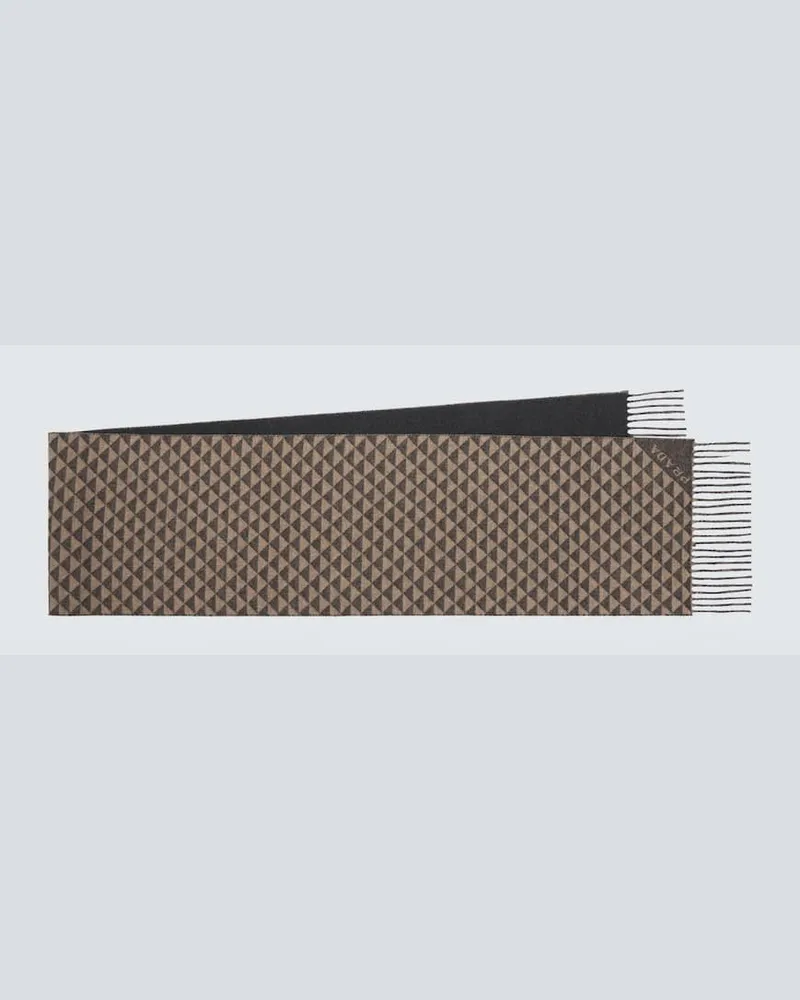 Prada Schal Symbole aus Wolle und Kaschmir Braun