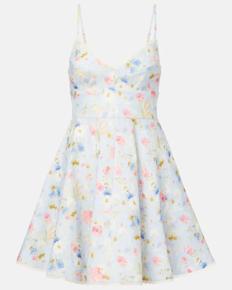 Zimmermann Minikleid Lucky aus Leinen Blau
