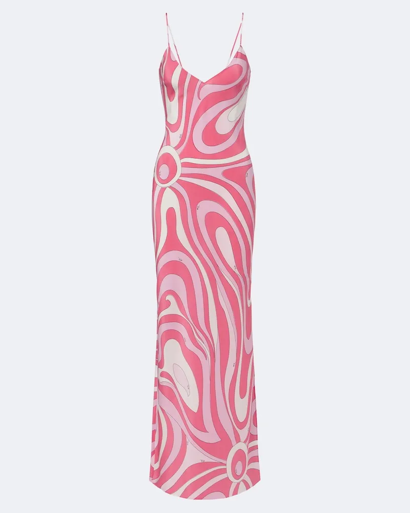 Emilio Pucci Maxikleid Marmo aus Crêpe de Chine Rosa
