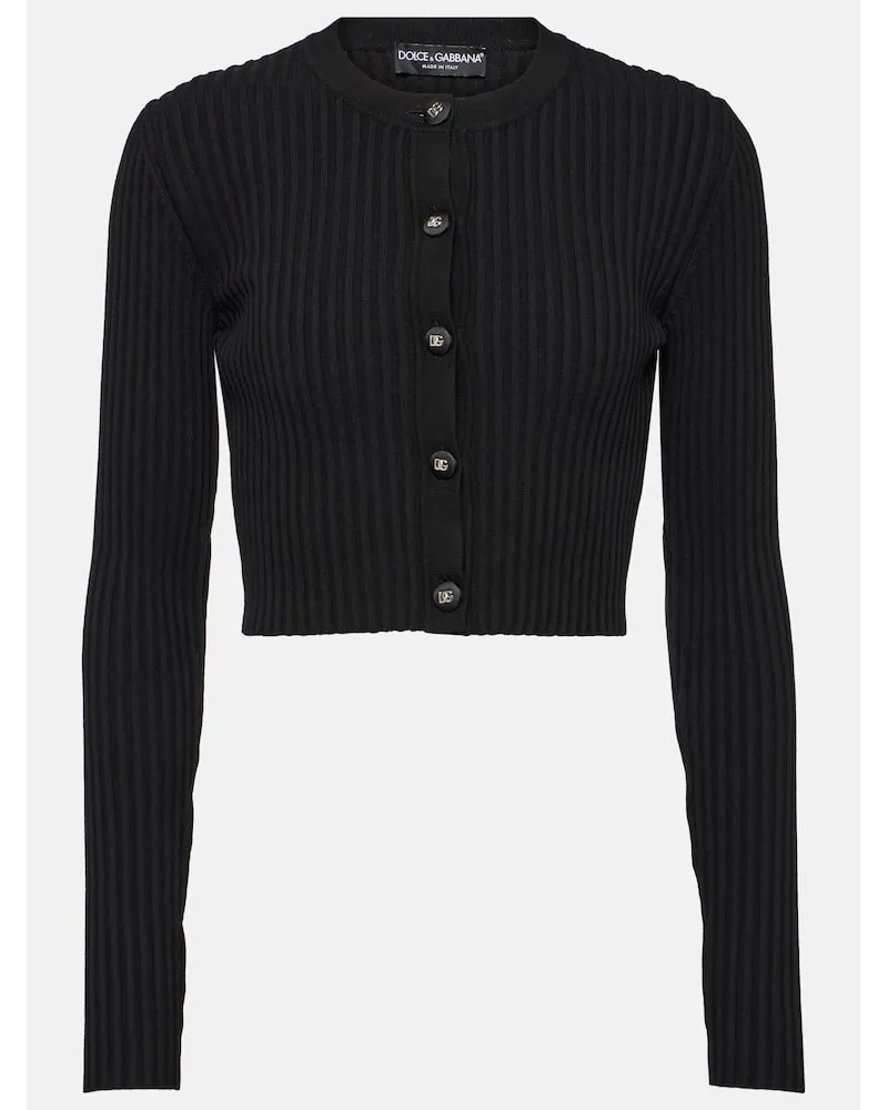 Dolce & Gabbana Cropped-Cardigan aus Rippstrick Schwarz