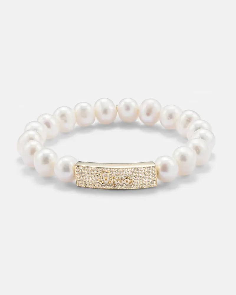 Sydney Evan Armband aus Süßwasserperlen mit 14kt Gelbgold und Diamanten Gold