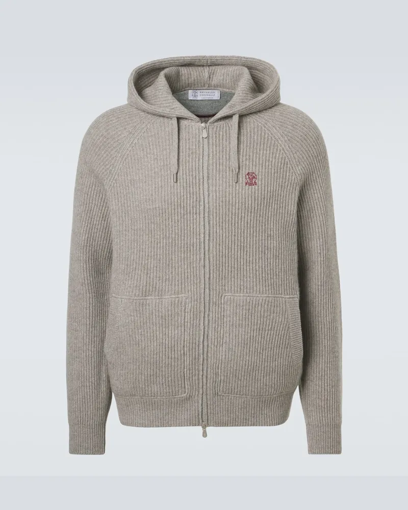 Brunello Cucinelli Cardigan aus Rippstrick Beige