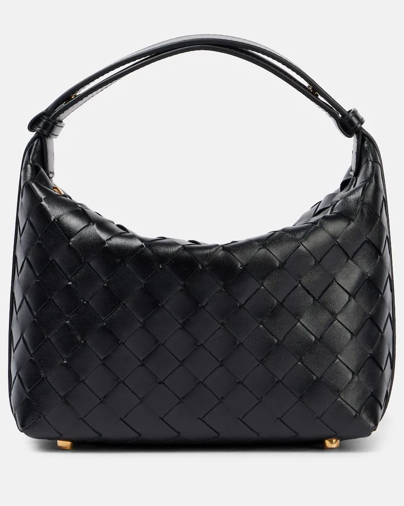 Bottega Veneta Schultertasche Wallace Mini aus Leder Schwarz