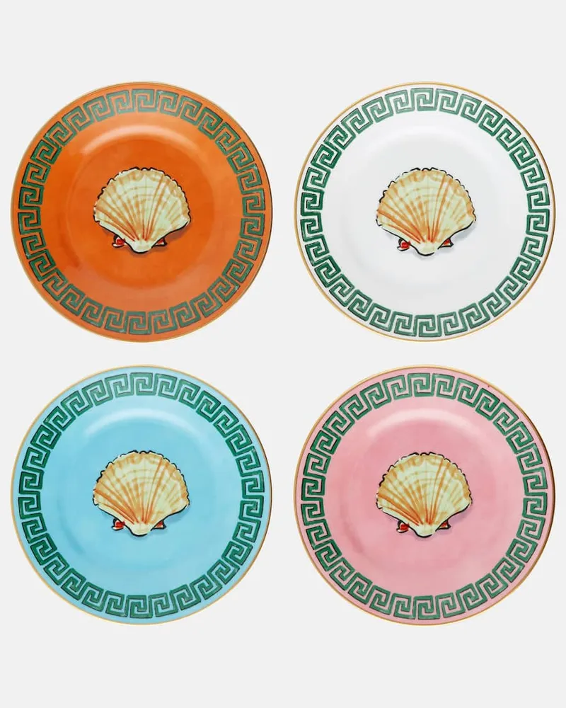 Ginori 1735 Set Il Viaggio di Nettuno aus vier Brottellern by Luke Edward Hall Multicolor