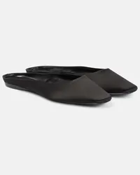 Saint Laurent Slippers Lido aus Satin Schwarz