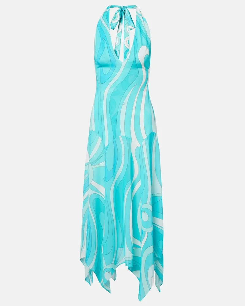 Emilio Pucci Midikleid Iride aus Jersey Blau