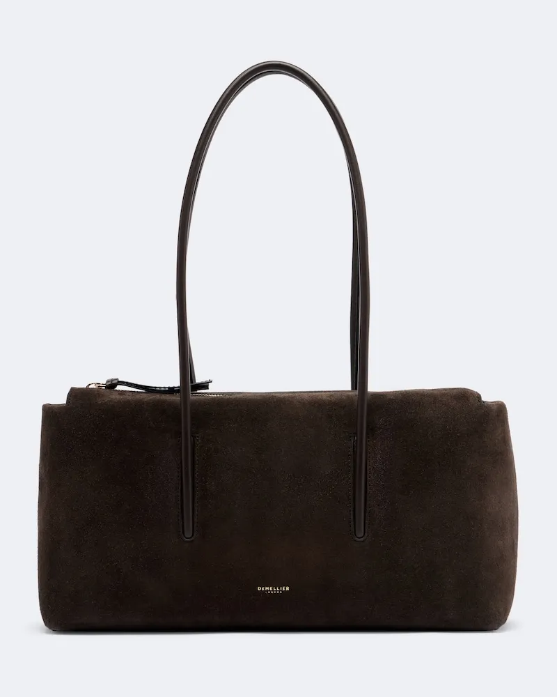 DeMELLIER Schultertasche Stockholm aus Veloursleder Braun